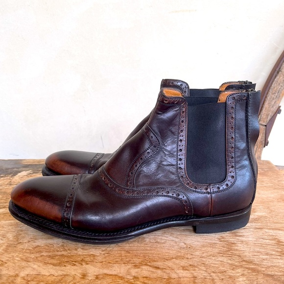 GUCCI Brogue Ankle Boots Brown Leather Intentional Rubbed Toes Sz 39 Italy Nice! - Picture 3 of 14